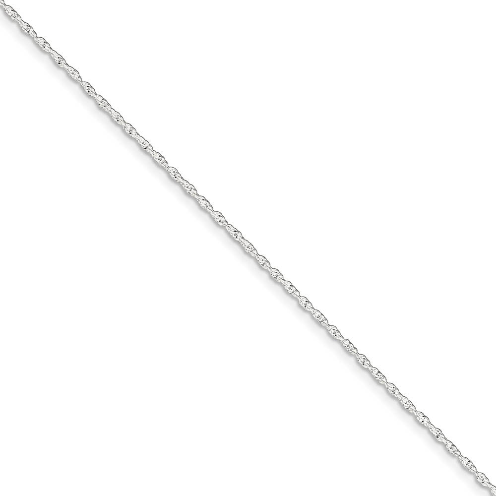 Sterling Silver 1.3mm Singapore Chain Anklet