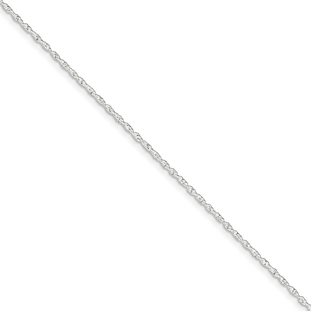 Sterling Silver 1.3mm Singapore Chain Anklet, 9 Inch