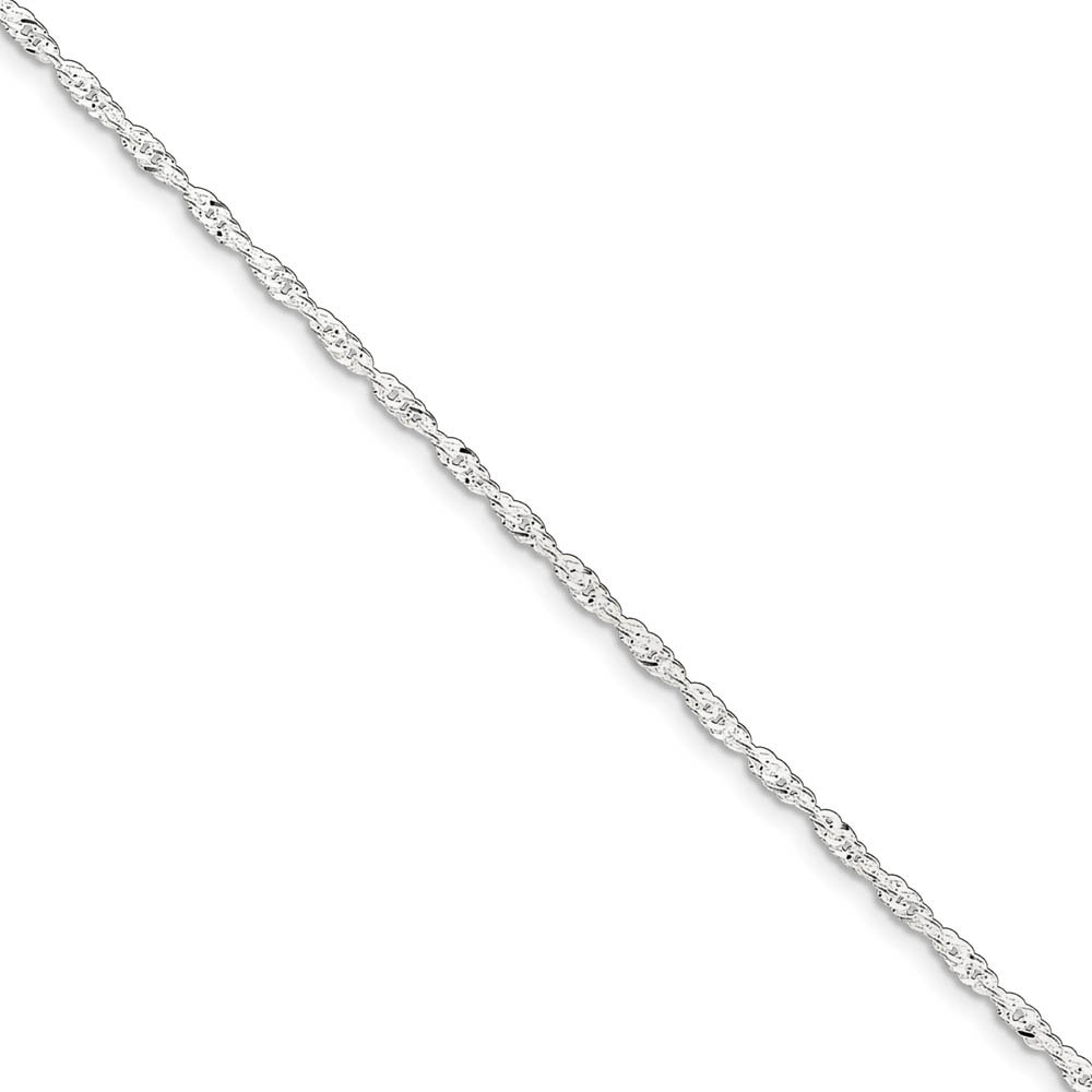 Sterling Silver 2mm Singapore Chain Anklet, 9 Inch