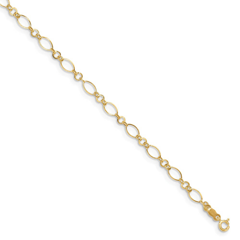 14k Gold Anklet with Extension, Inch