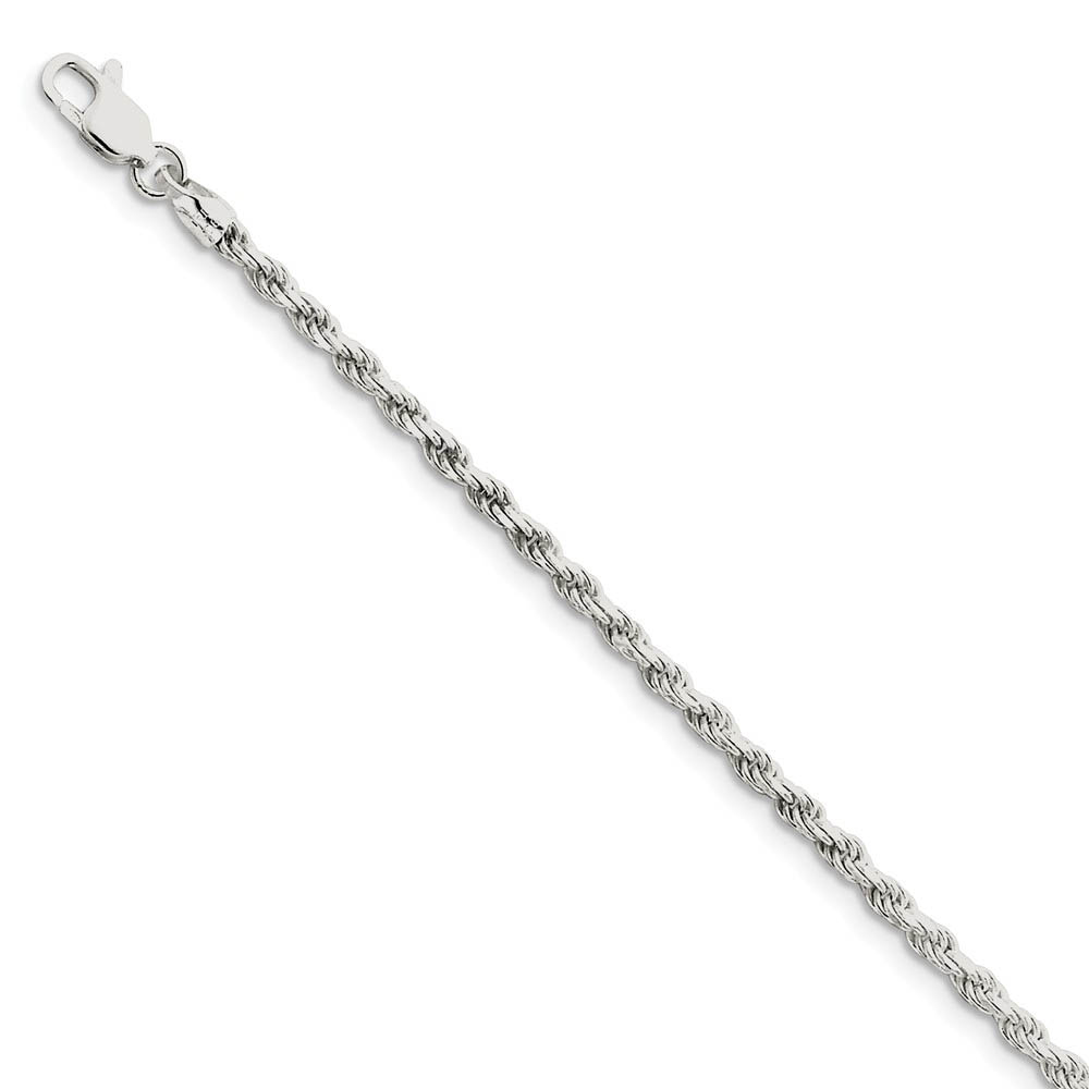 Sterling Silver 2.75mm Diamond-cut Rope Chain Anklet