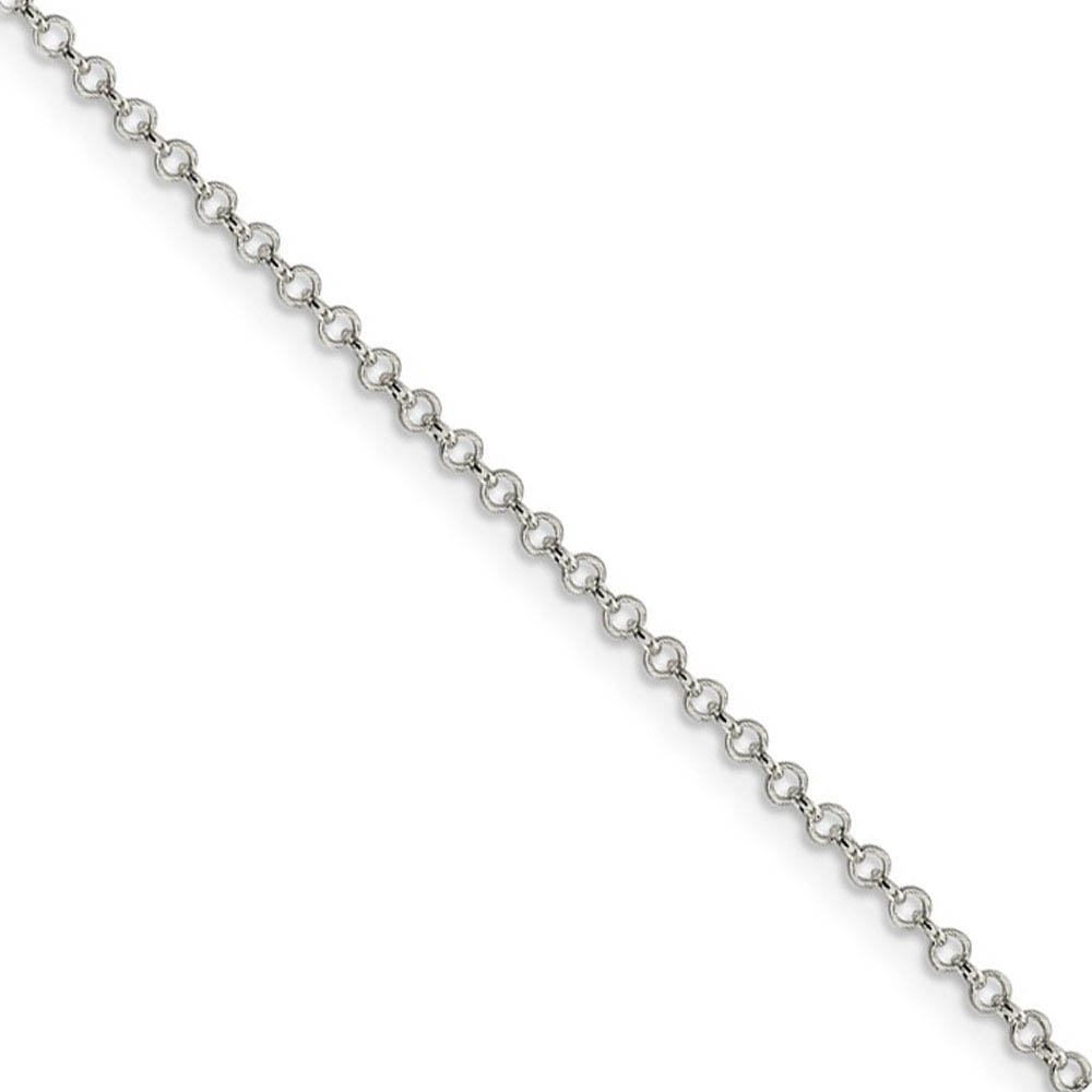 Sterling Silver 2mm Solid Rolo Chain Anklet