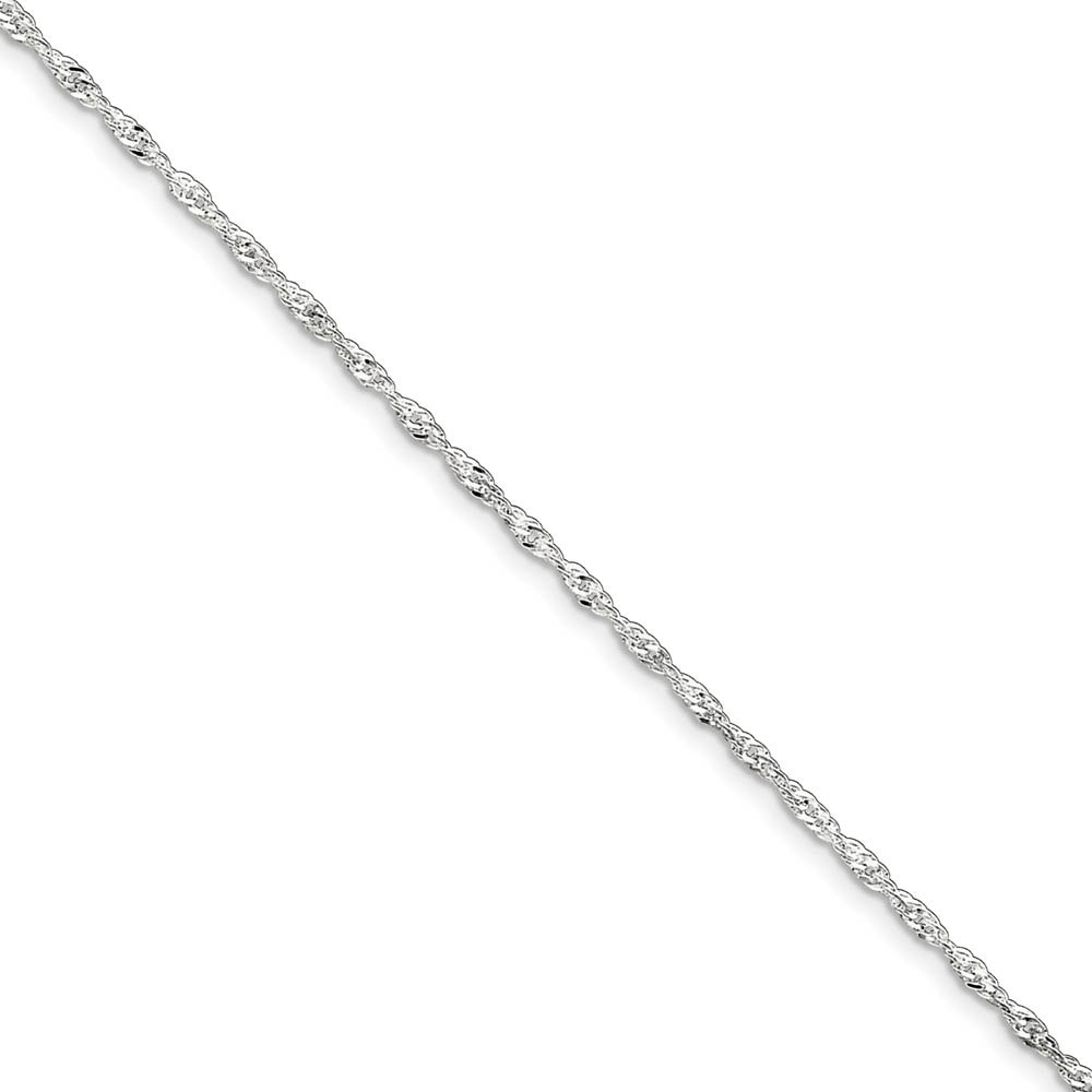 Sterling Silver 2mm Twisted Singapore Chain Anklet, Inch