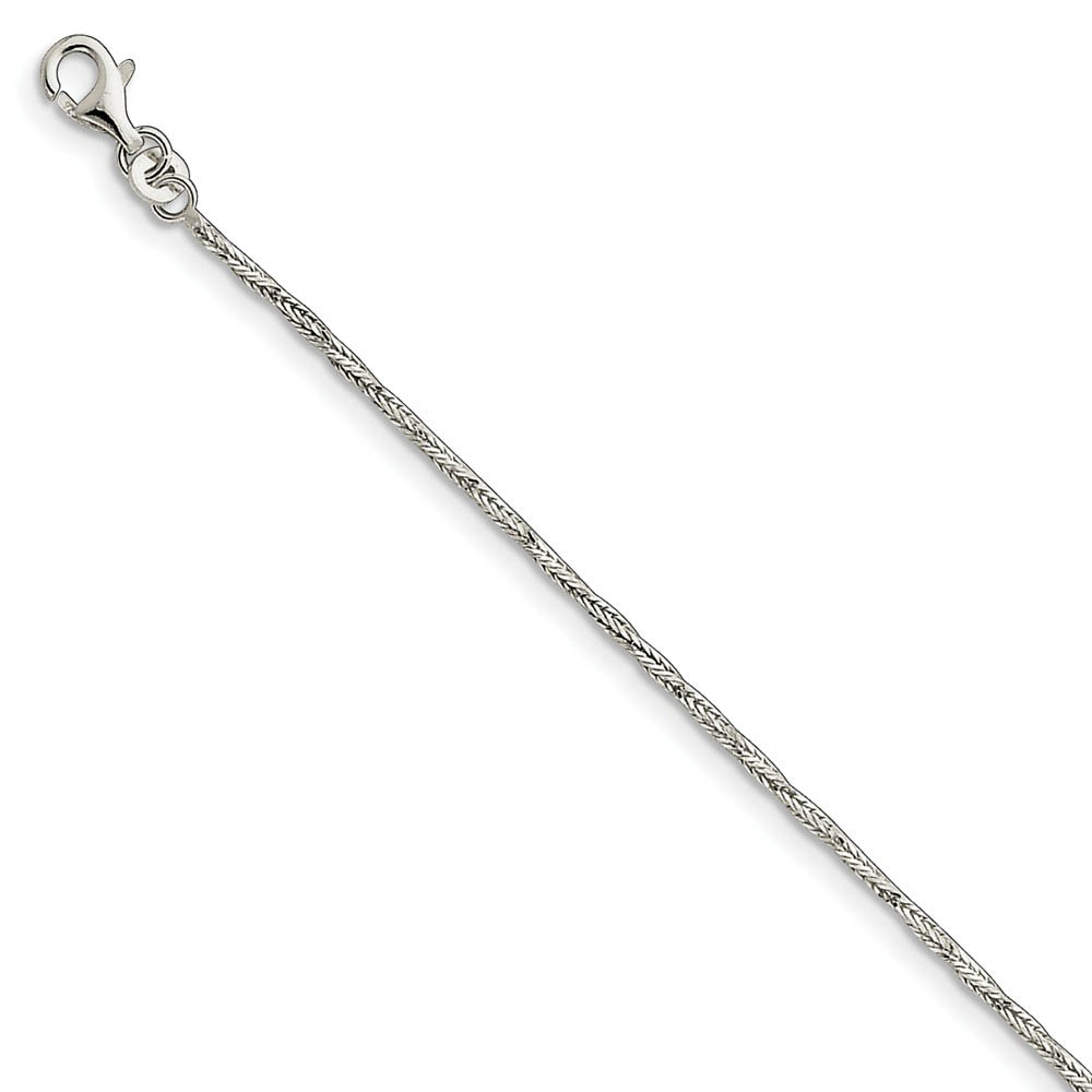 Sterling Silver 2mm Polished Twisted Wheat Link Anklet, 9 Inch