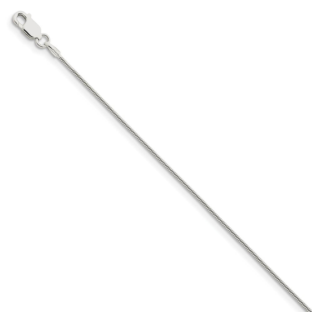 Sterling Silver 1mm Round Snake Chain Anklet