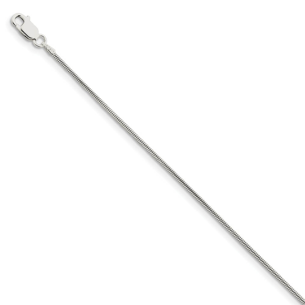 Sterling Silver 1.2mm Round Snake Chain Anklet