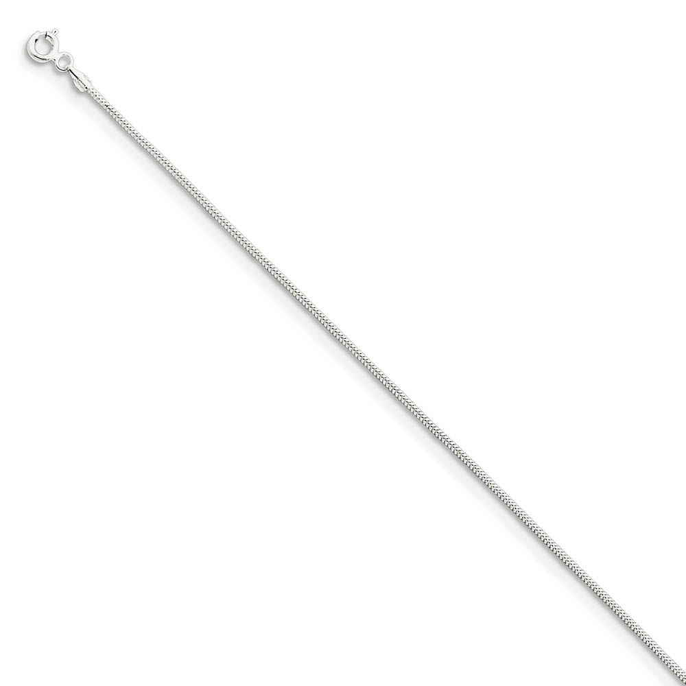 Sterling Silver 1.2mm Round High Polished Snake Chain Anklet