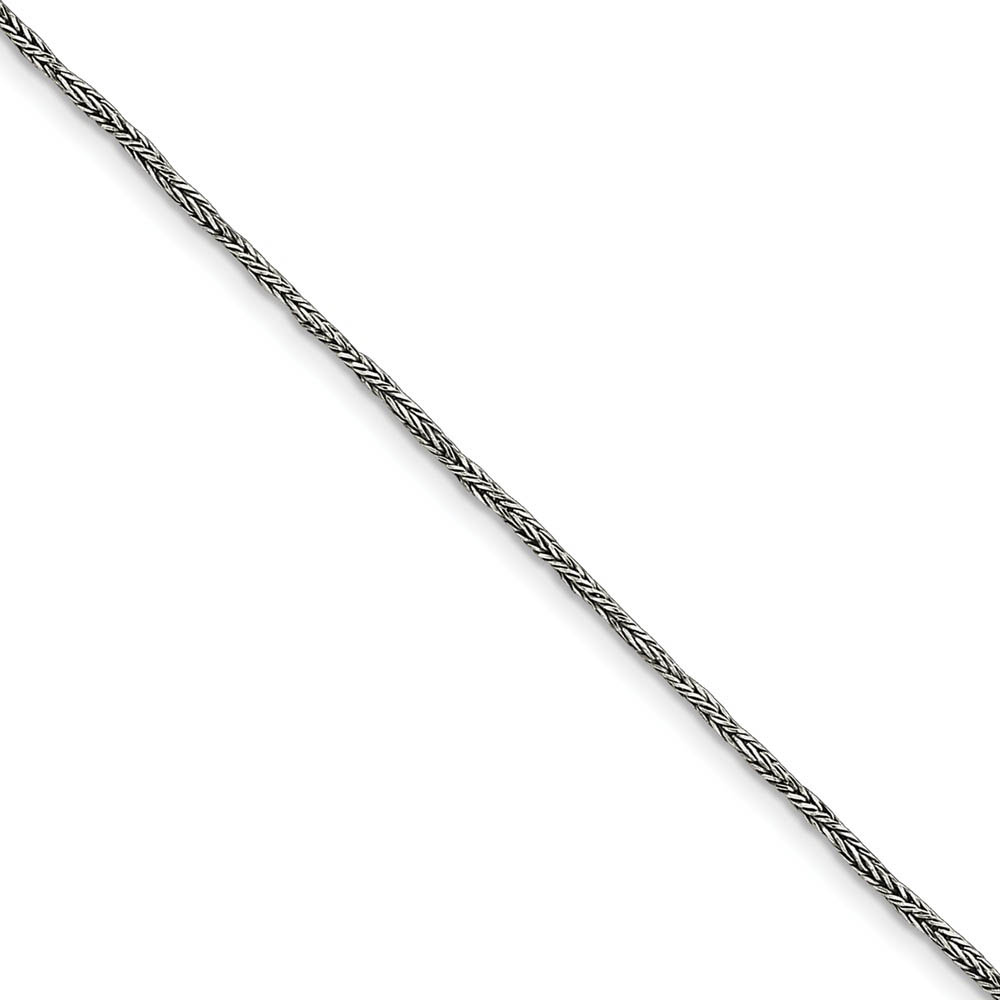 Sterling Silver 1.45mm Antiqued Wheat Chain Anklet