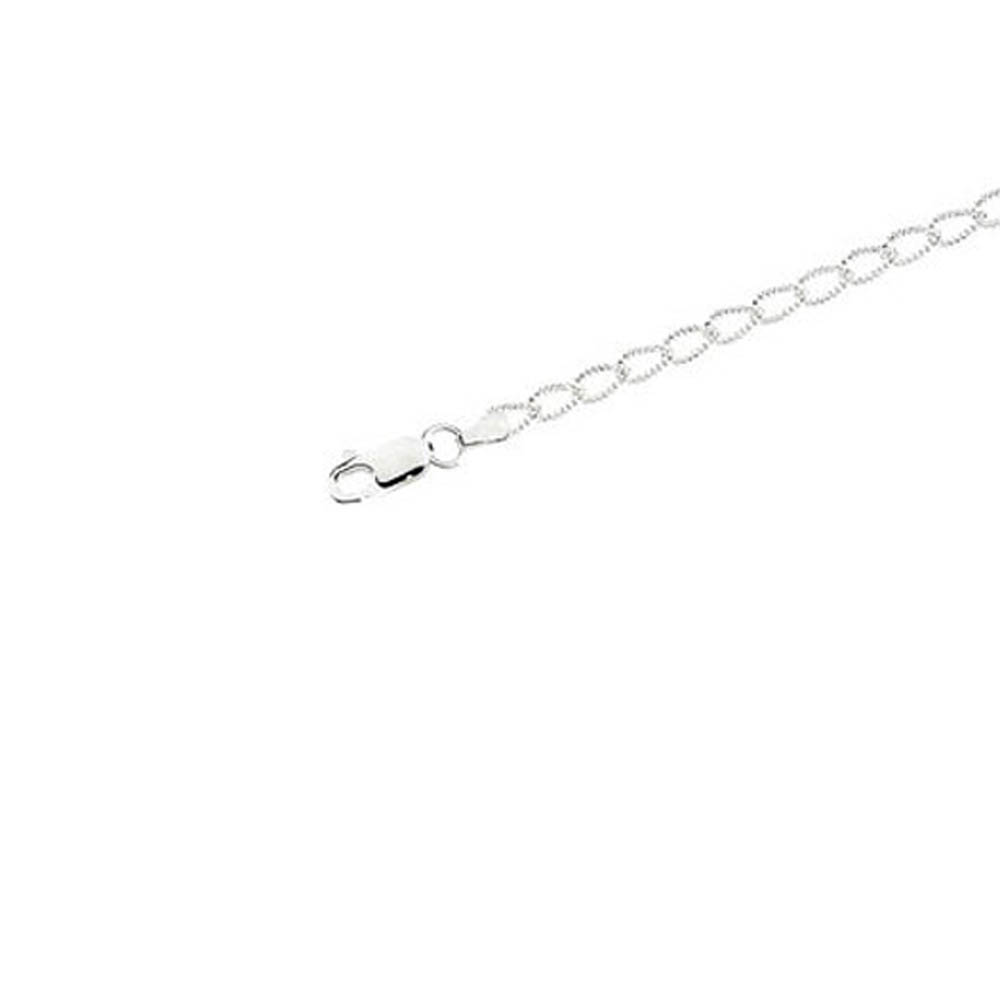 Sterling Silver 3mm Fancy Curb Chain Anklet, 9.5 Inch