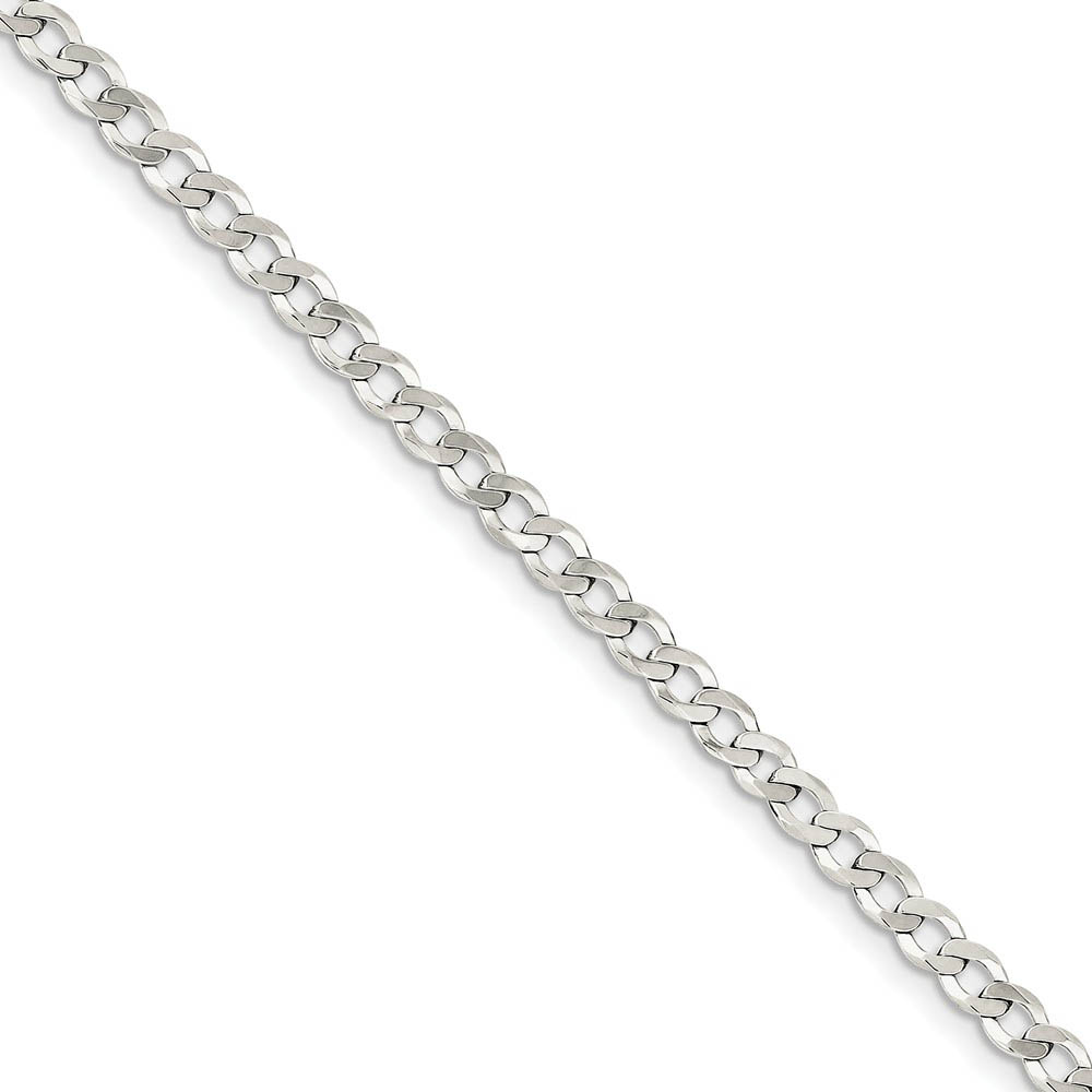 Sterling Silver 4.5mm Solid Flat Curb Chain Bracelet And Anklet, 9 In