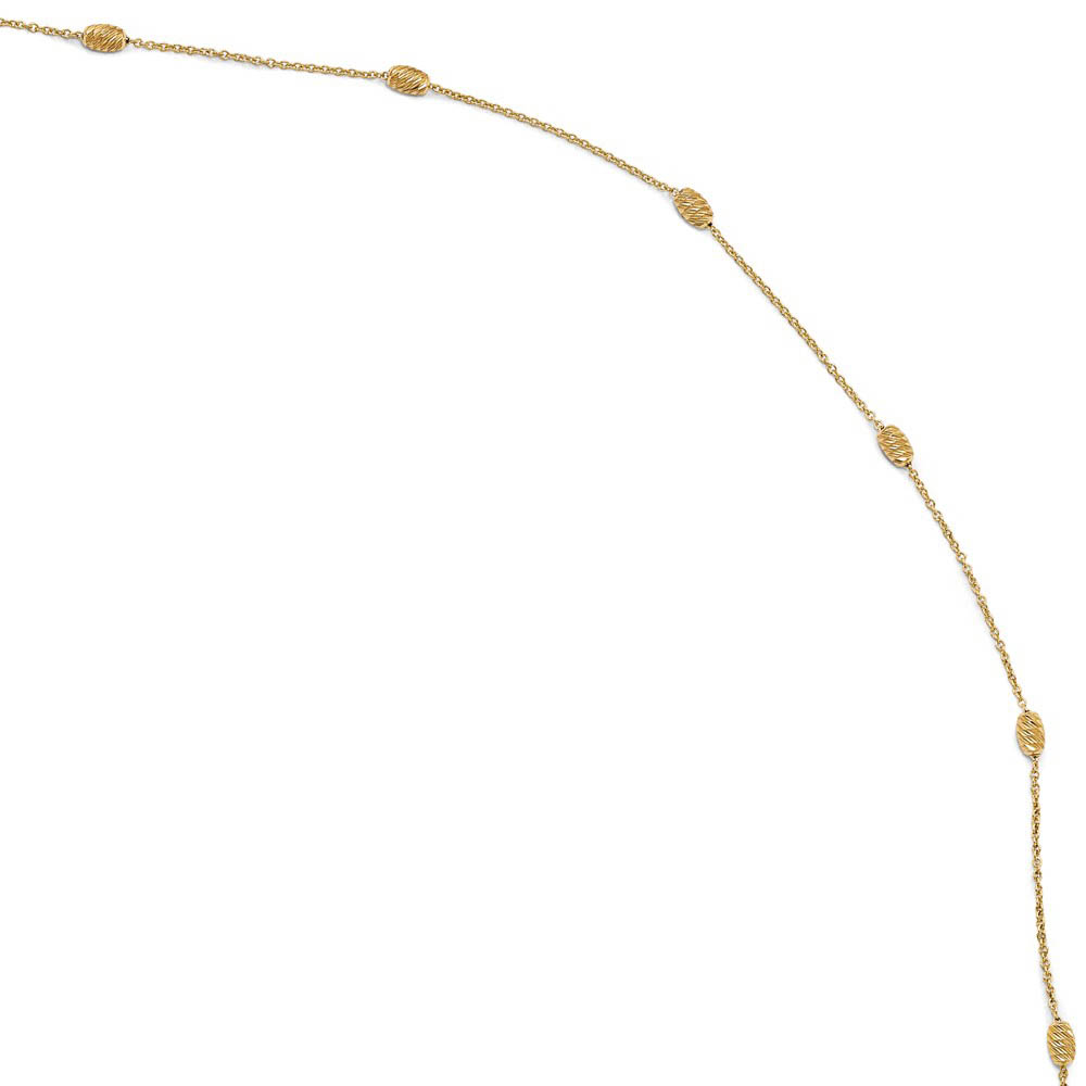 14k Yellow Gold Diamond-Cut Beaded Cable Chain Anklet, Inch