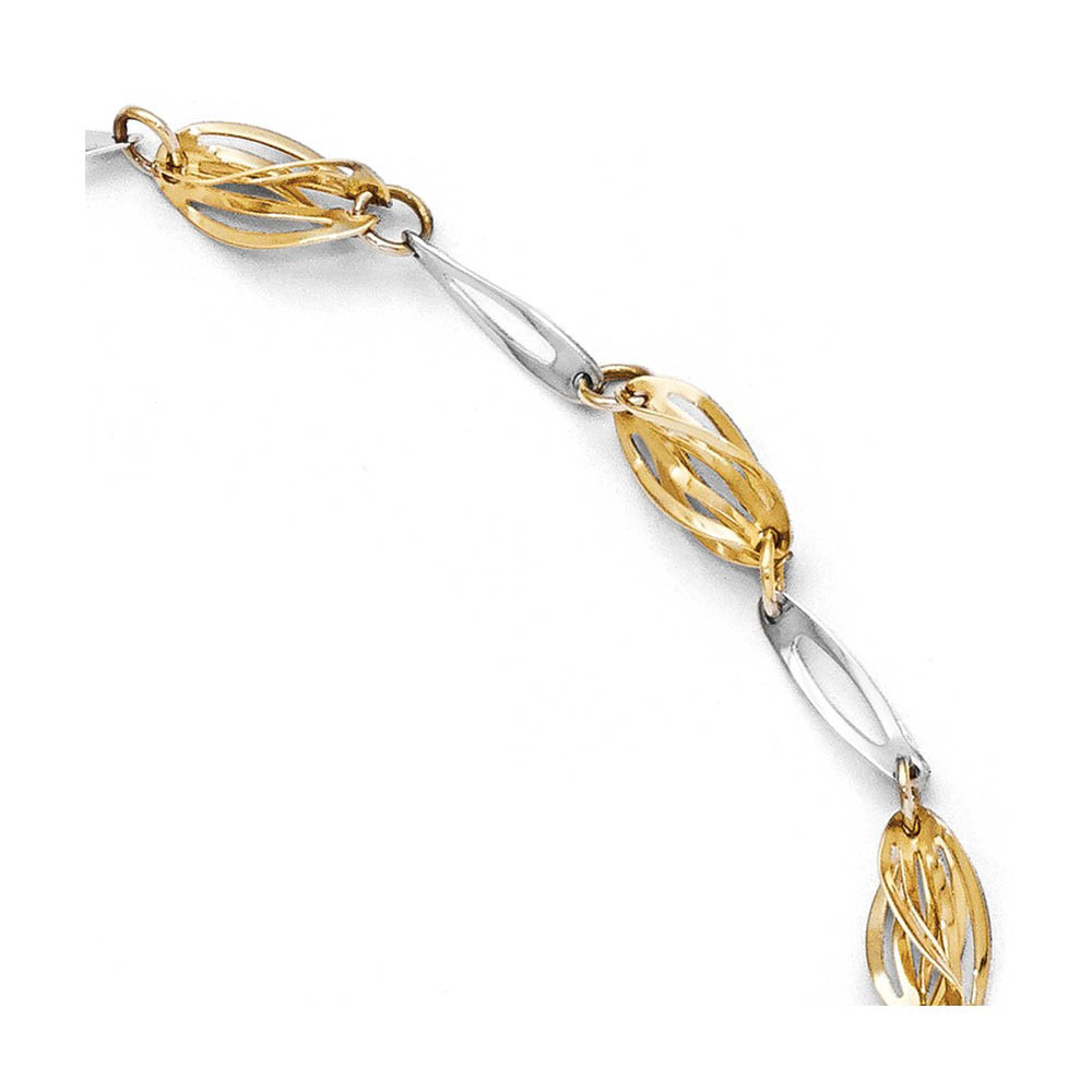 14k Two Tone Gold 5mm Polished Fancy Twisted Link Anklet