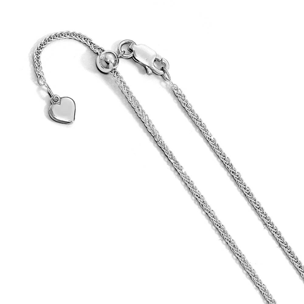 Sterling Silver Adjustable 0.95mm D/C Wheat Chain Anklet, 11 Inch