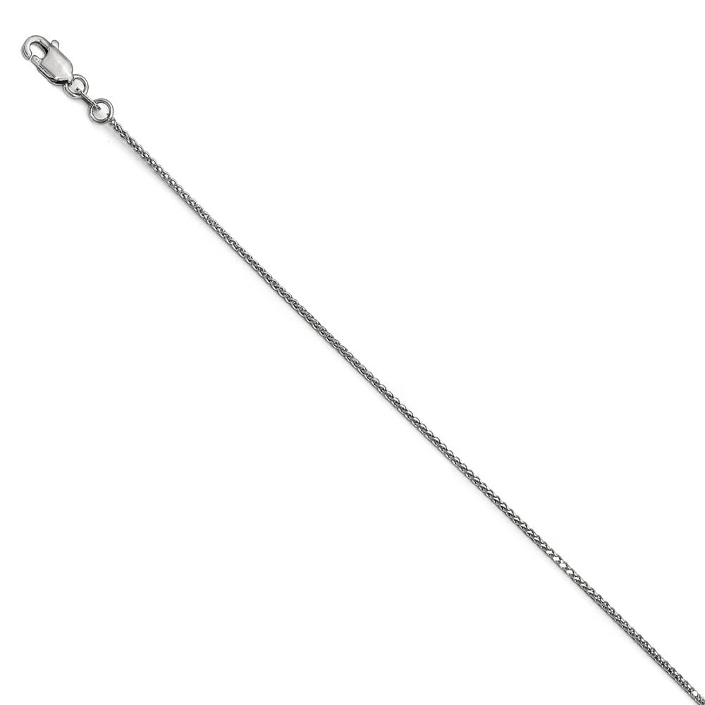 14K White Gold 1mm Solid Diamond-Cut Spiga Chain Anklet