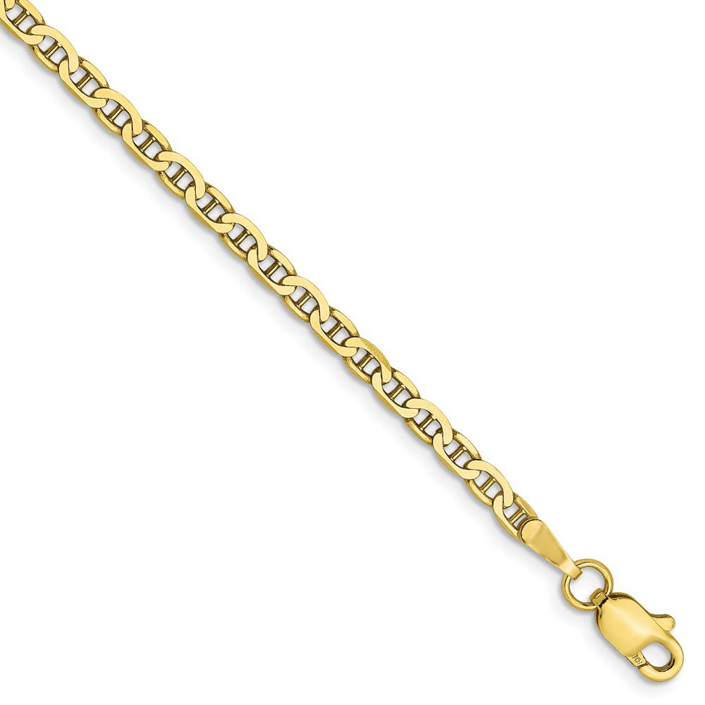 10k Yellow Gold 2.4mm Flat Anchor Chain Anklet