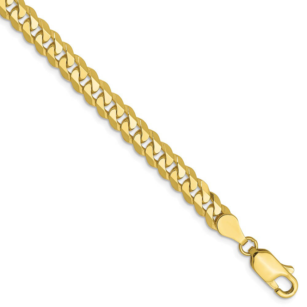 10k Yellow Gold 4.6mm Flat Beveled Curb Chain Anklet - 9 Inch