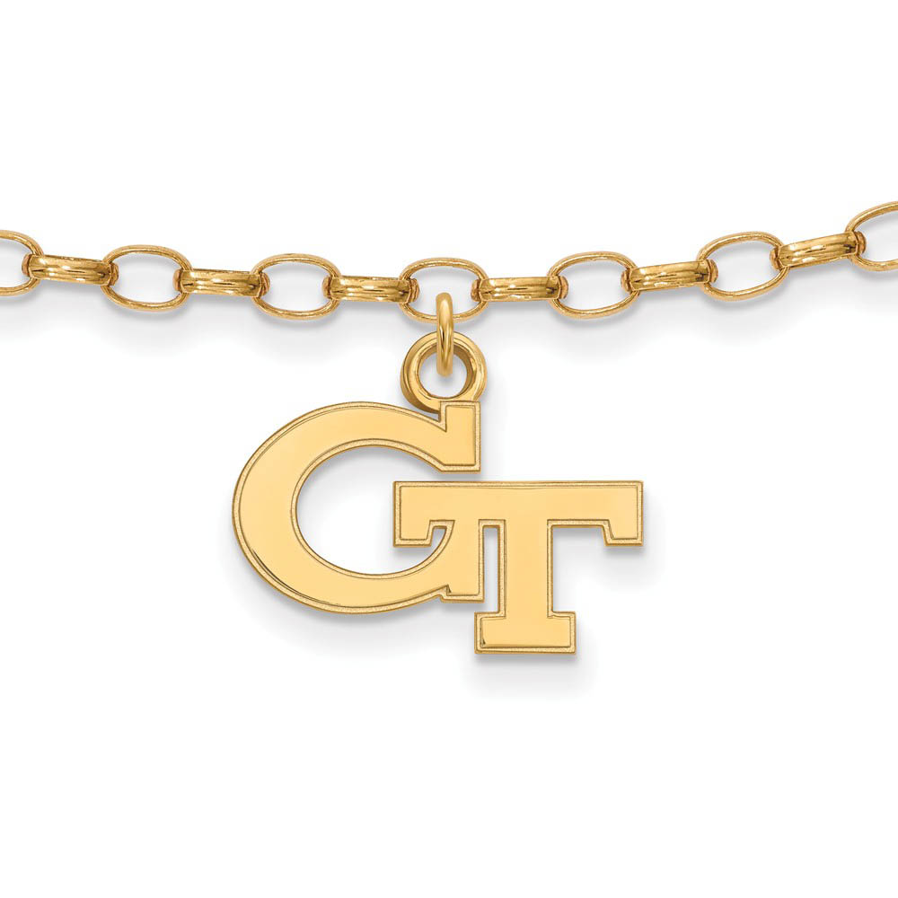 NCAA 14k Gold Plated Silver Georgia Institute of Tech. Anklet 9 Inch