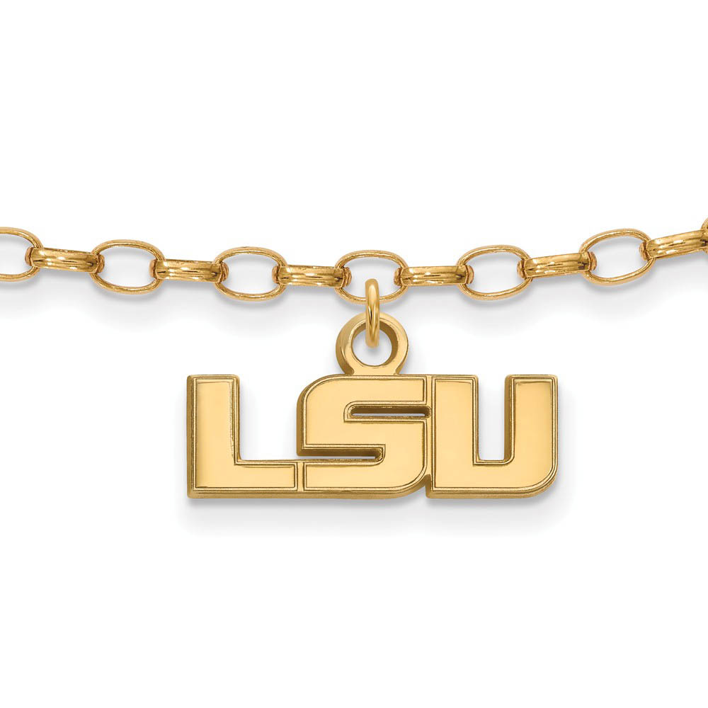 NCAA 14k Gold Plated Silver Louisiana State University Anklet, 9 Inch