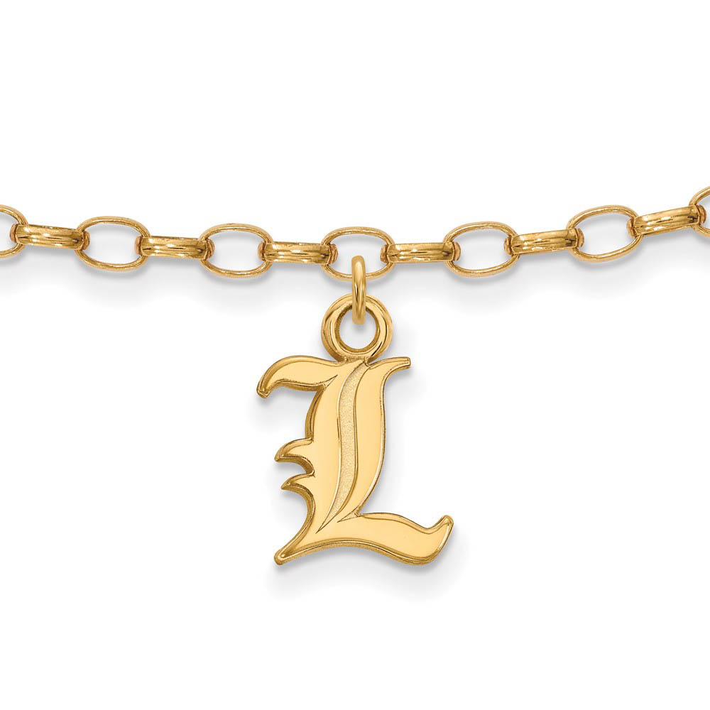 NCAA 14k Gold Plated Silver Univer. of Louisville Dangle Anklet, 9 In