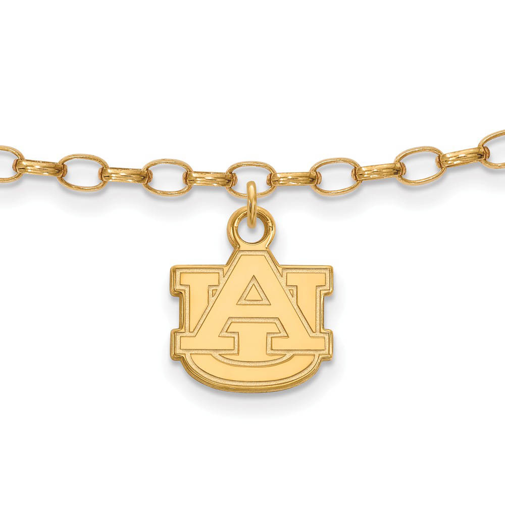 NCAA 14k Gold Plated Sterling Silver Auburn University Anklet, 9 Inch