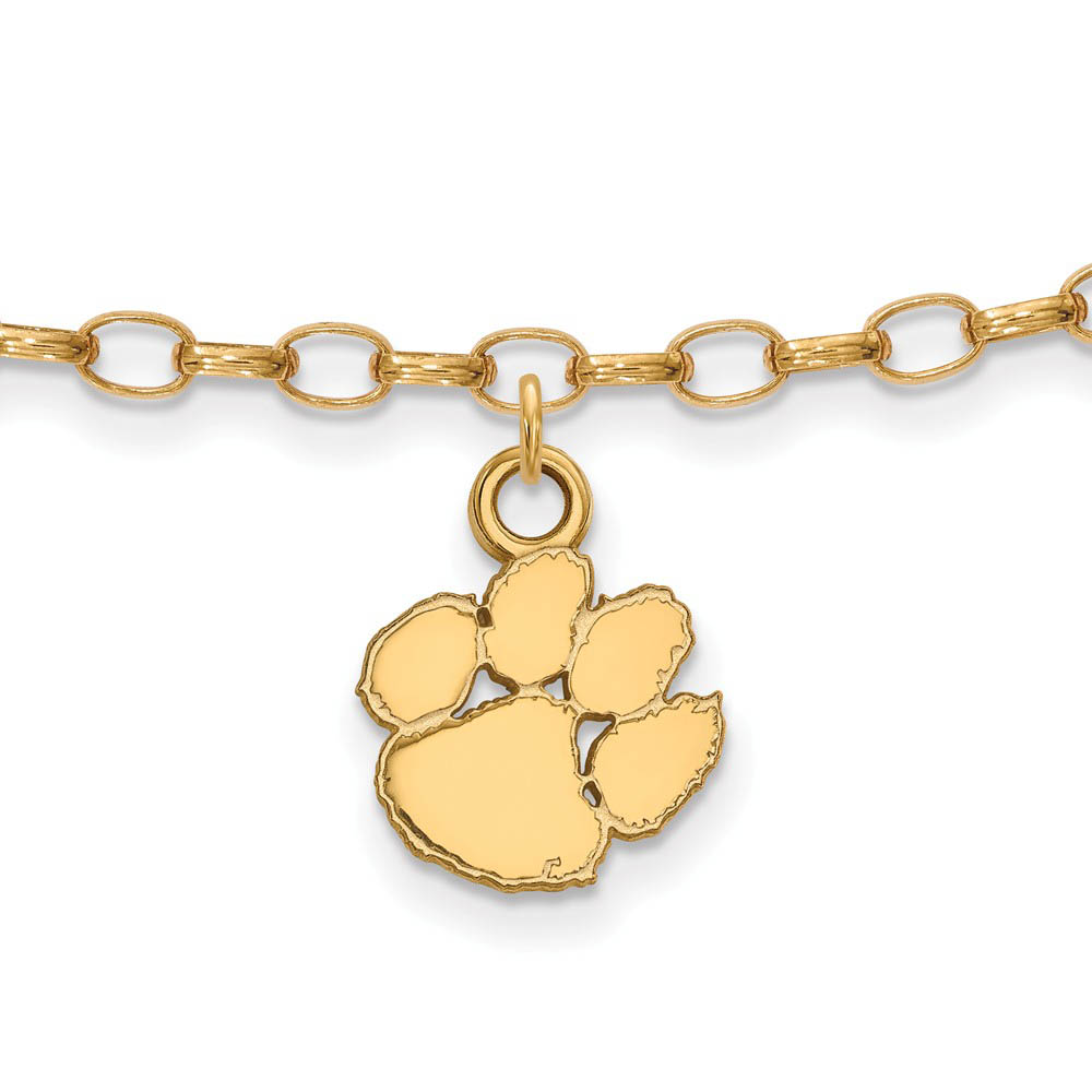 NCAA 14k Gold Plated Sterling Silver Clemson University Anklet, 9 Inch