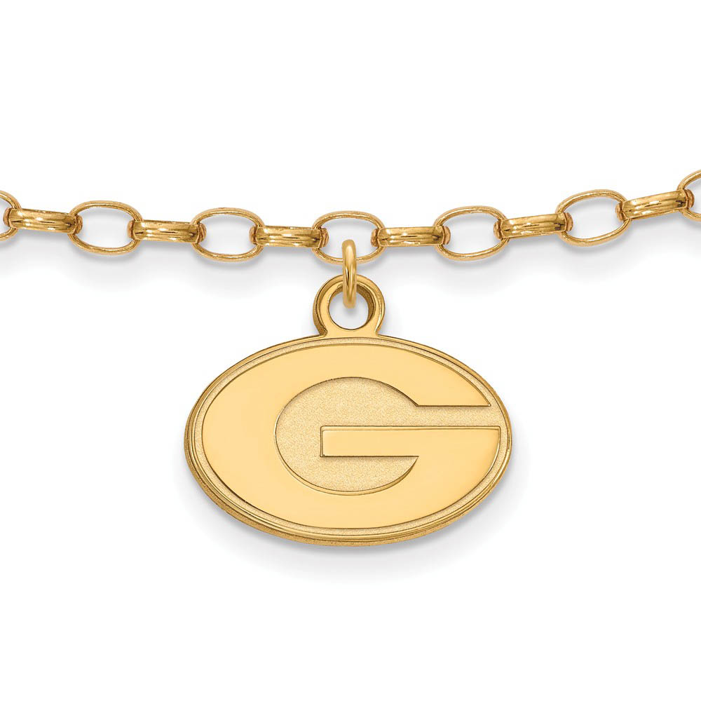 NCAA 14k Gold Plated Sterling Silver Univ. of Georgia Anklet, 9 Inch