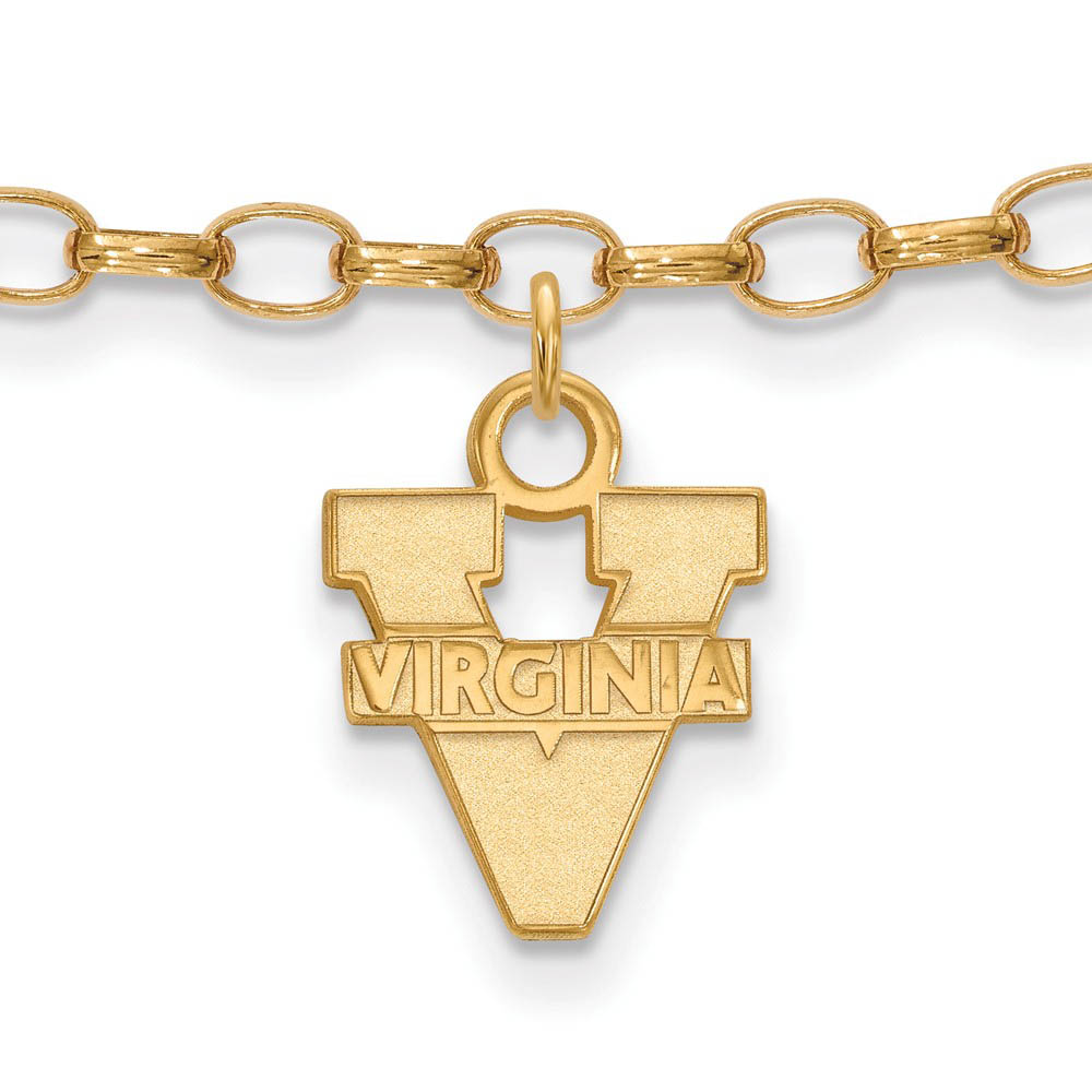 NCAA 14k Gold Plated Silver University of Virginia Anklet, 9 Inch