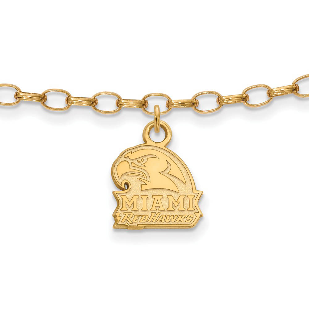 14k Gold Plated Silver Miami University Anklet