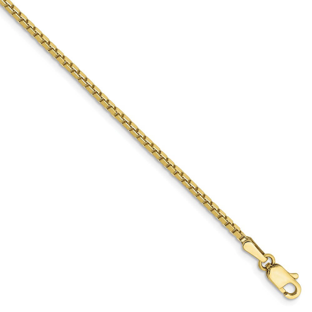10k Yellow Gold 1.5mm Box Chain Anklet