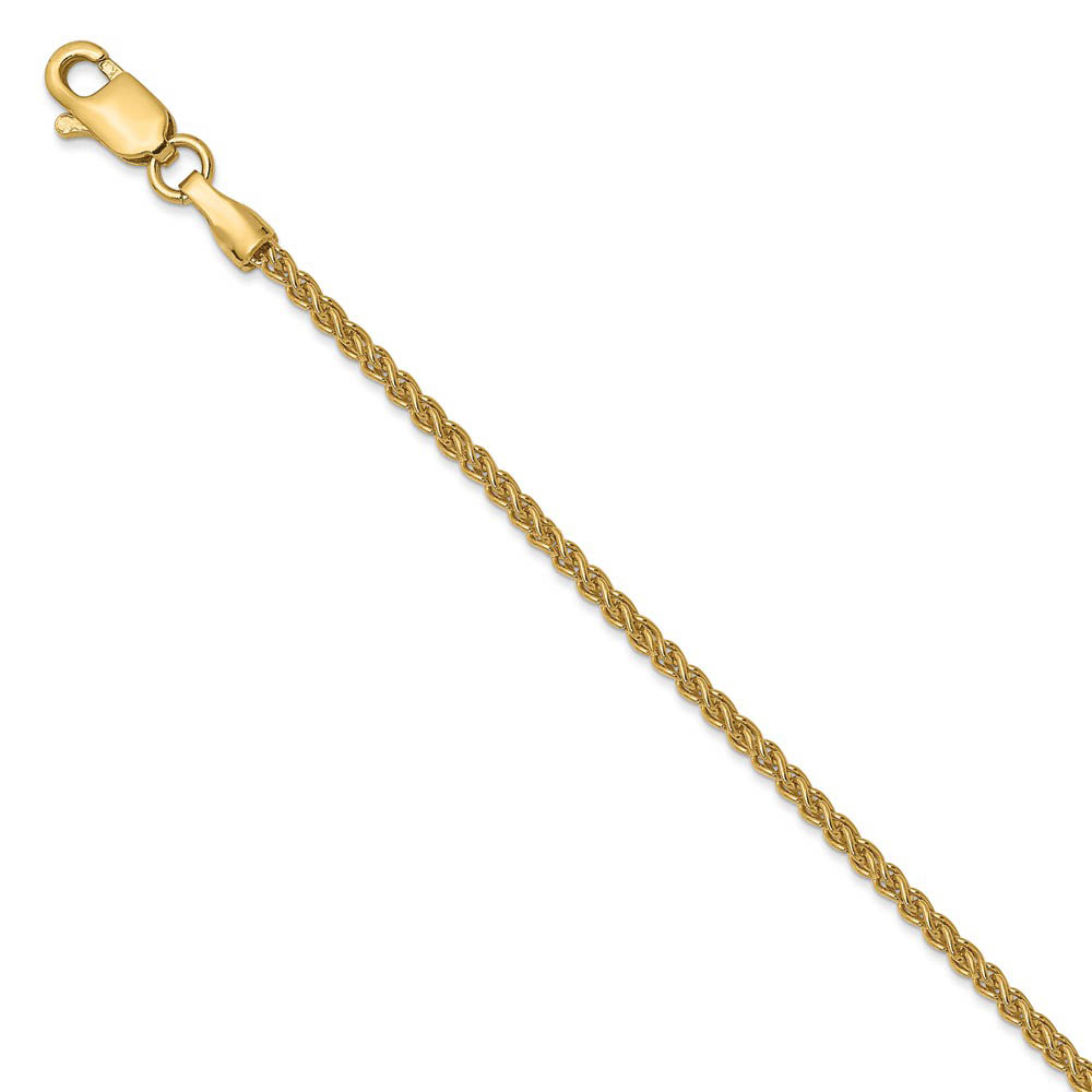 14k Yellow Gold 1.5mm Solid Wheat Chain Anklet