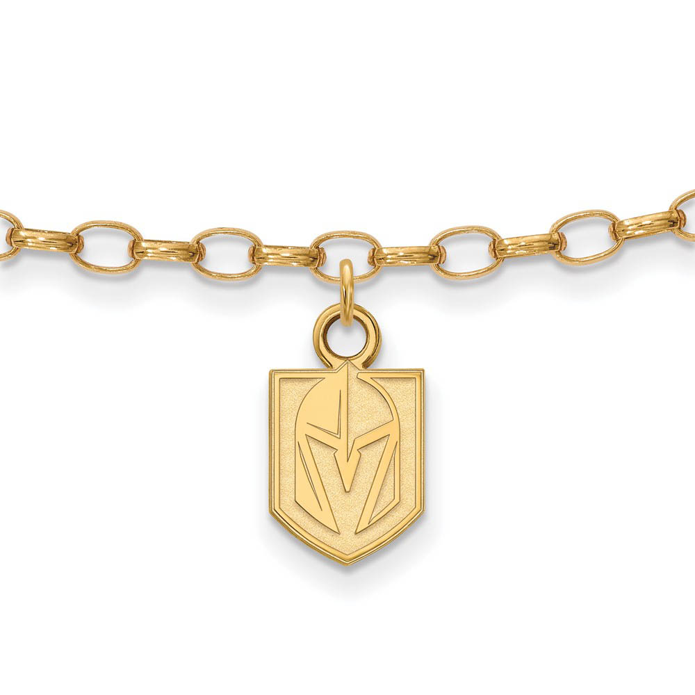 SS 14k Yellow Gold Plated NHL Vegas Golden Knights Anklet, 9 In