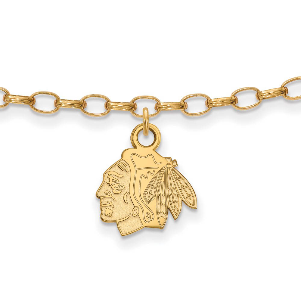 SS 14k Yellow Gold Plated NHL Chicago Blackhawks Anklet