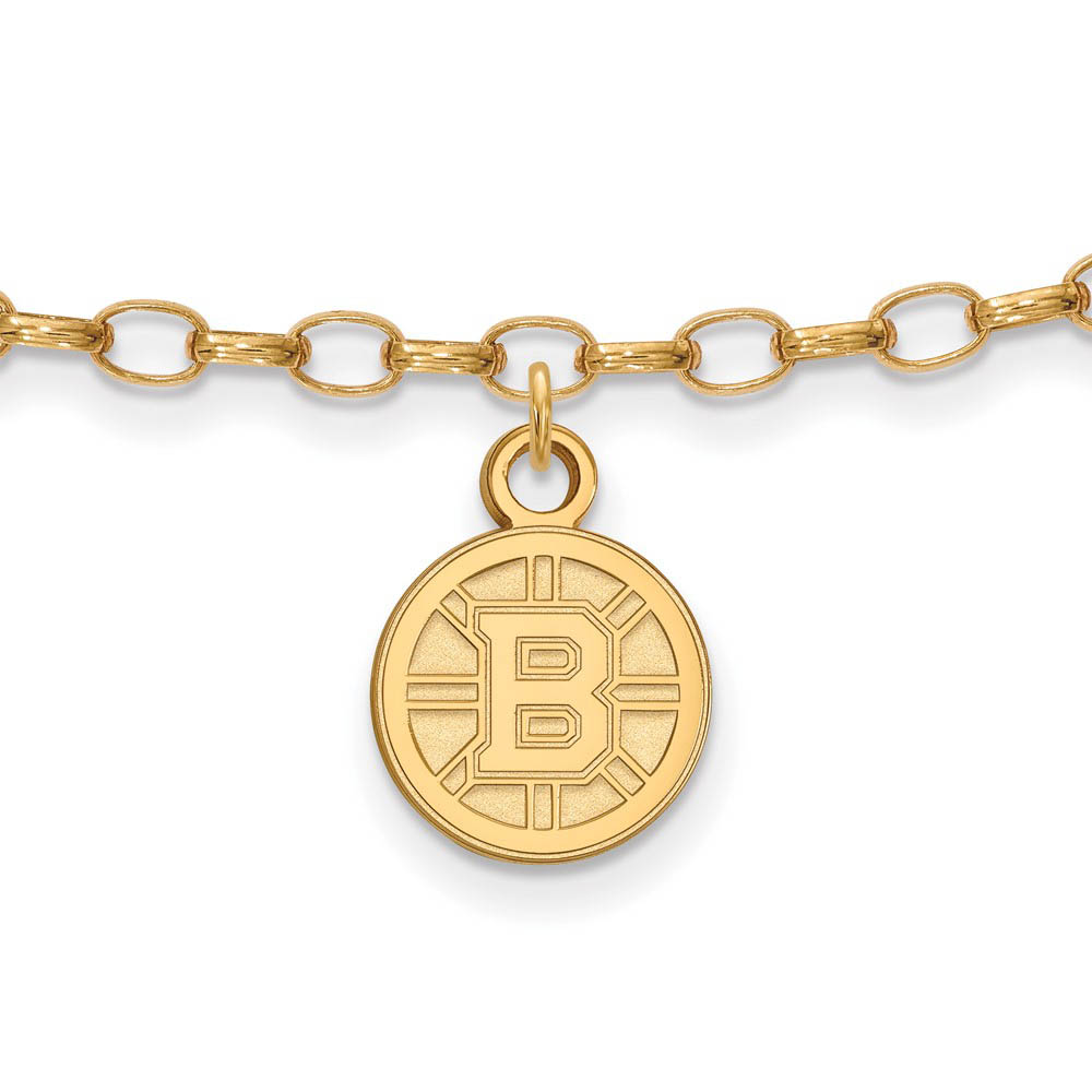 SS 14k Yellow Gold Plated NHL Boston Bruins Anklet