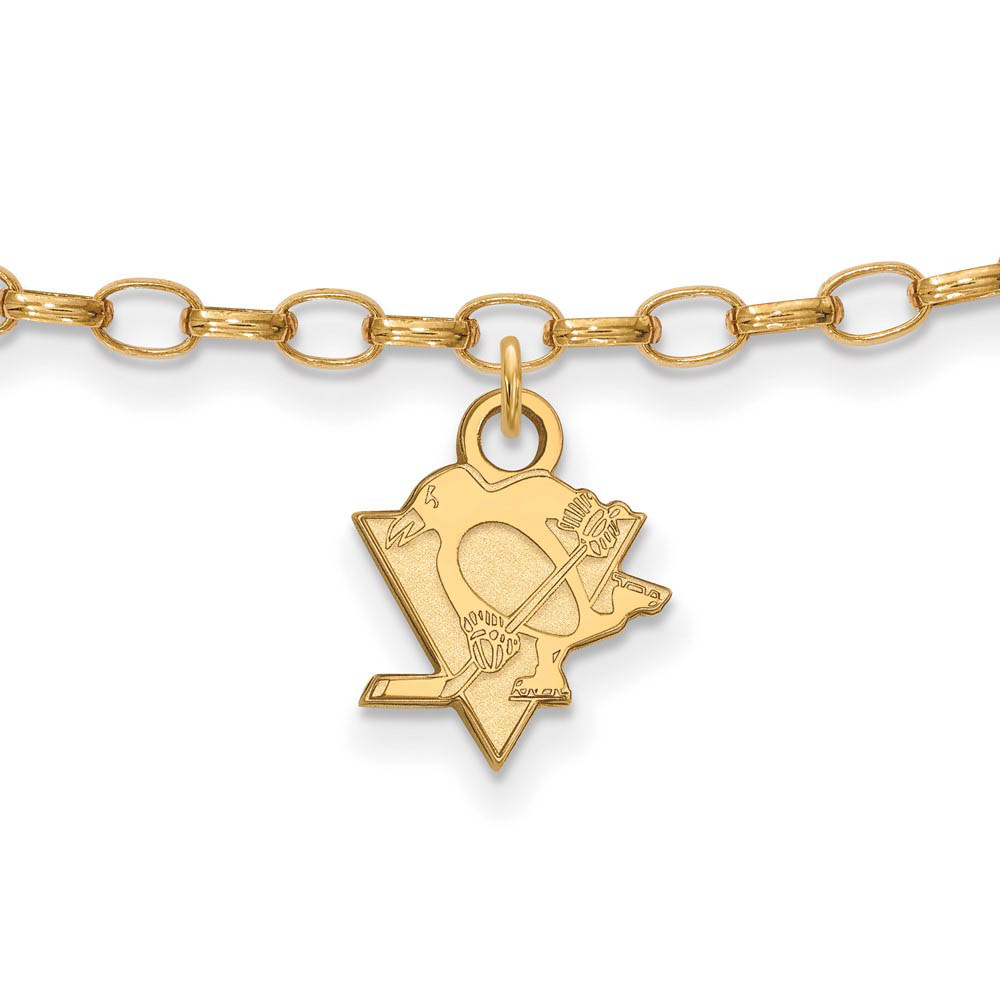 SS 14k Yellow Gold Plated NHL Pittsburgh Penguins Anklet