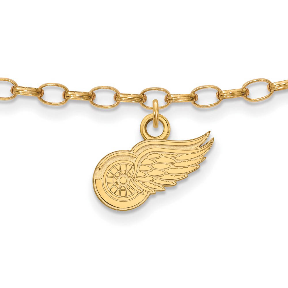 SS 14k Yellow Gold Plated NHL Detroit Red Wings Anklet