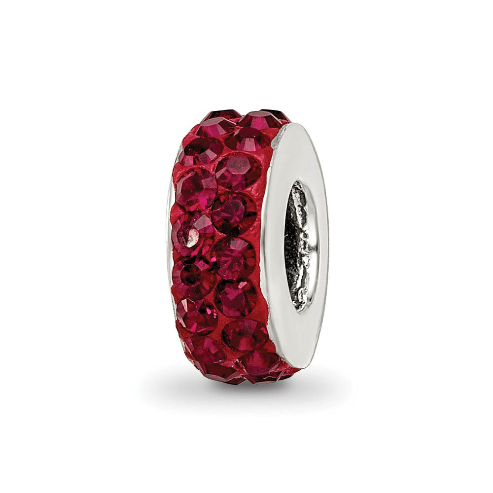 Sterling Silver with Red Crystals Jan Double Row Bead Charm