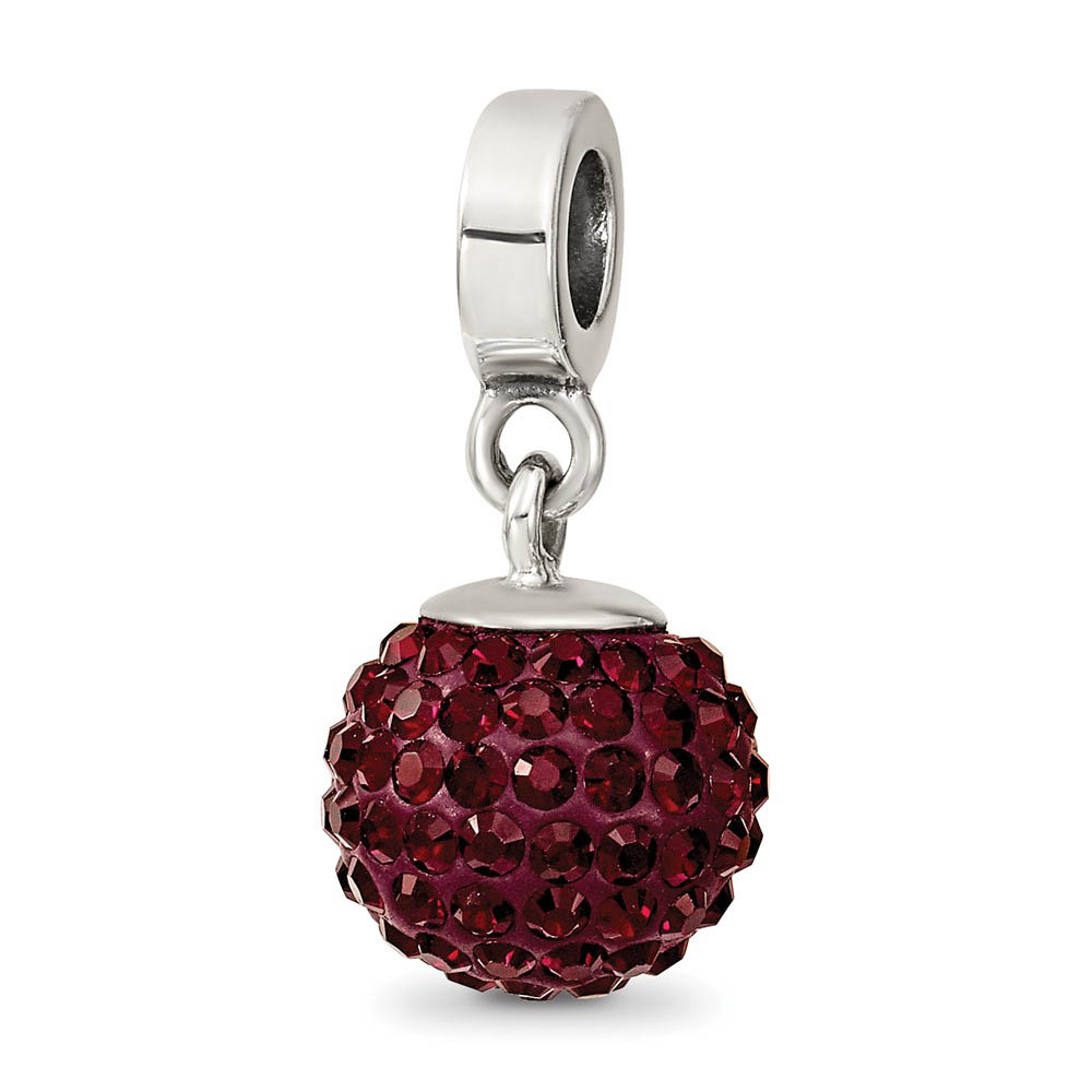 Sterling Silver with Red Crystals Jan Ball Dangle Bead Charm