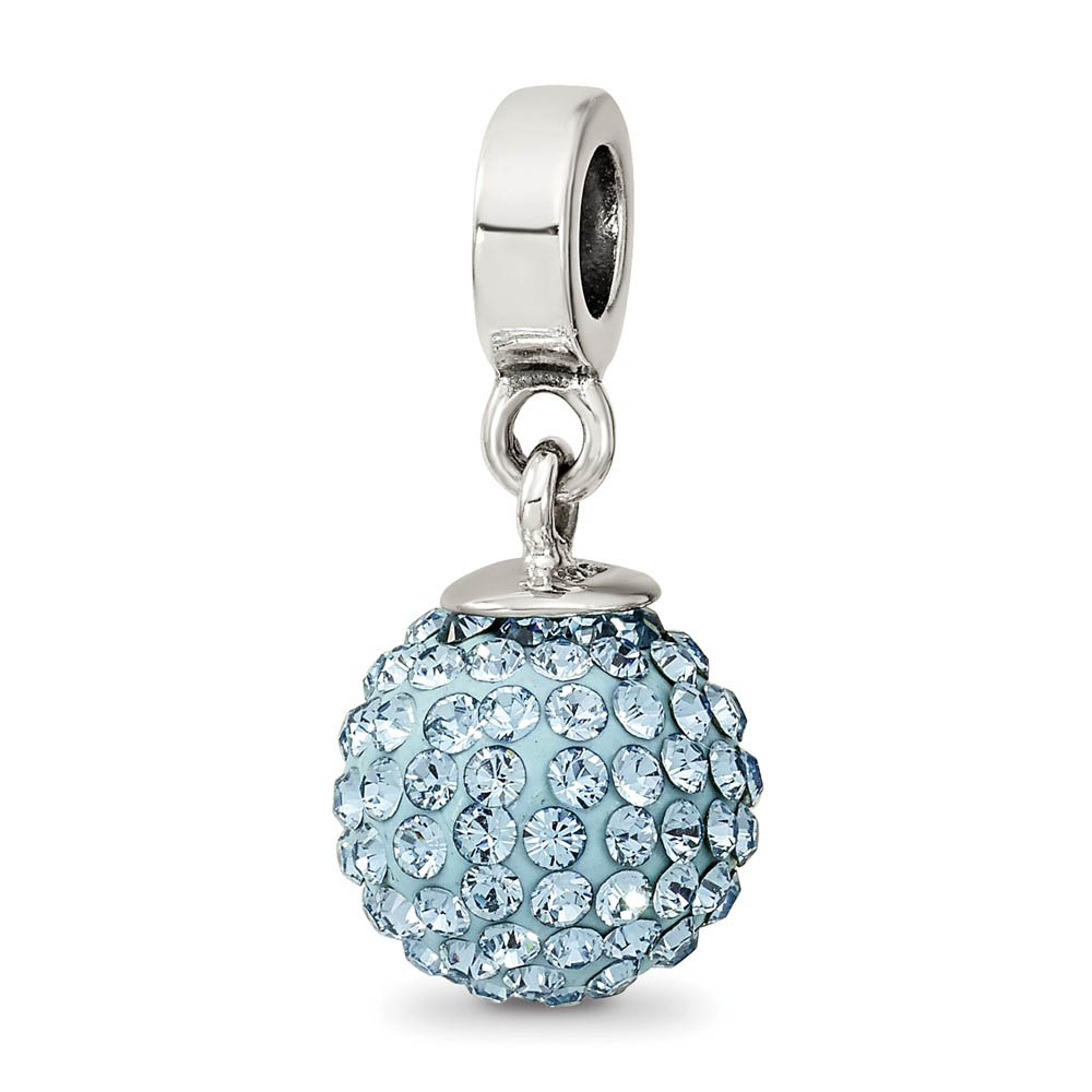 Sterling Silver with Swarovski Crystals Mar Ball Dangle Bead Charm