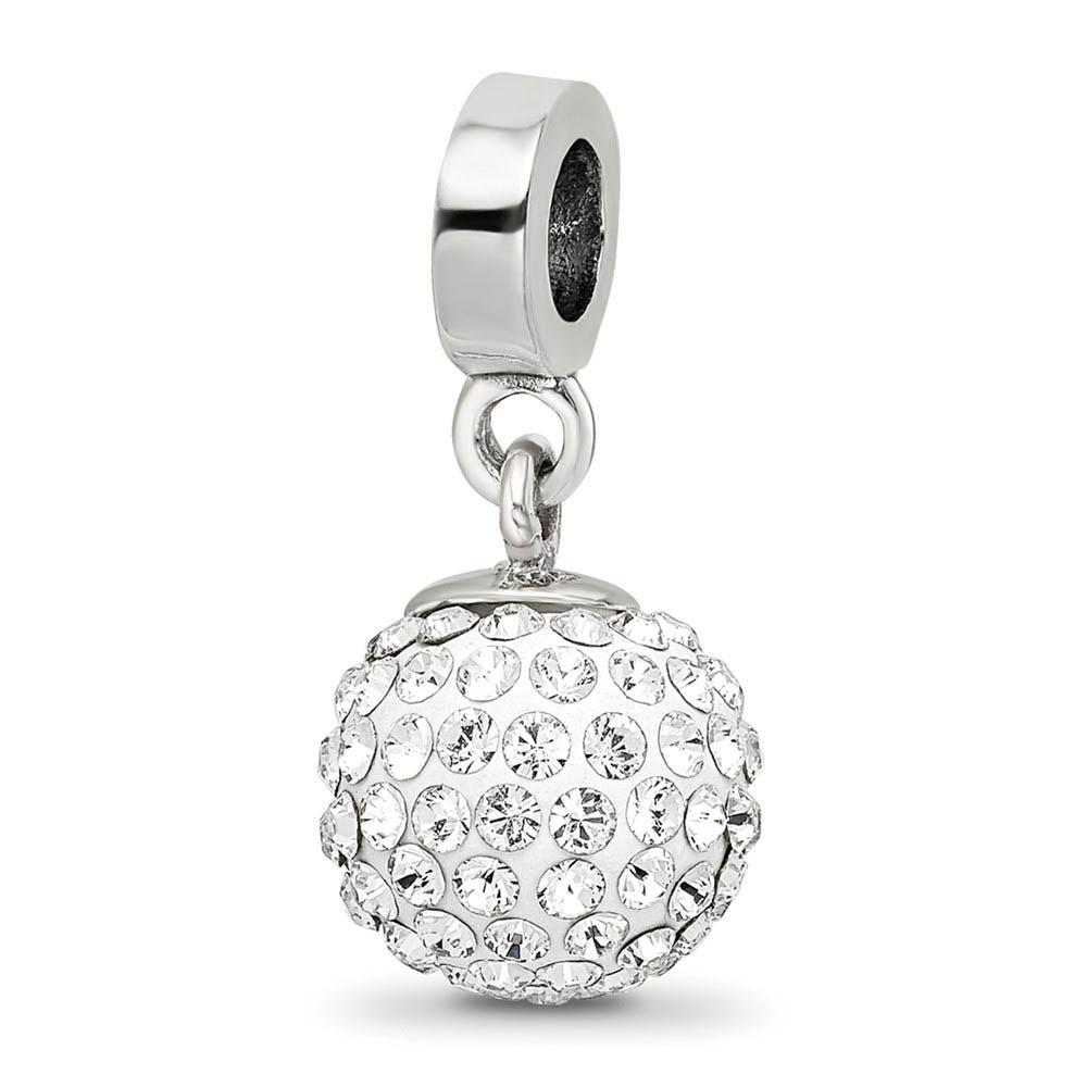 Sterling Silver with White Crystals Apr Ball Dangle Bead Charm