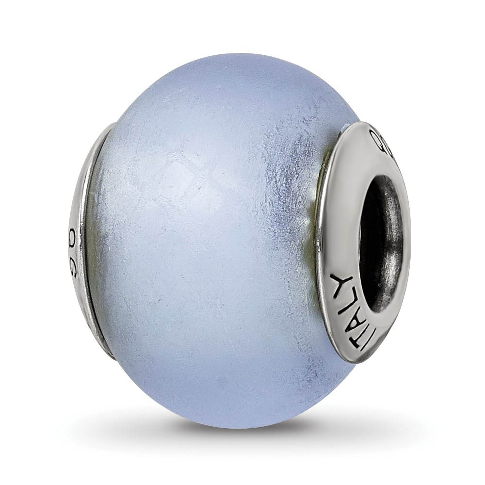 Lavender Matte Italian Murano & Sterling Silver Bead Charm, 14mm