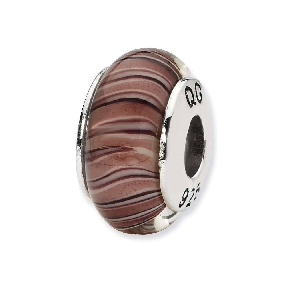 Mauve/Purple Hand-Blown Glass & Sterling Silver Bead Charm, 13mm