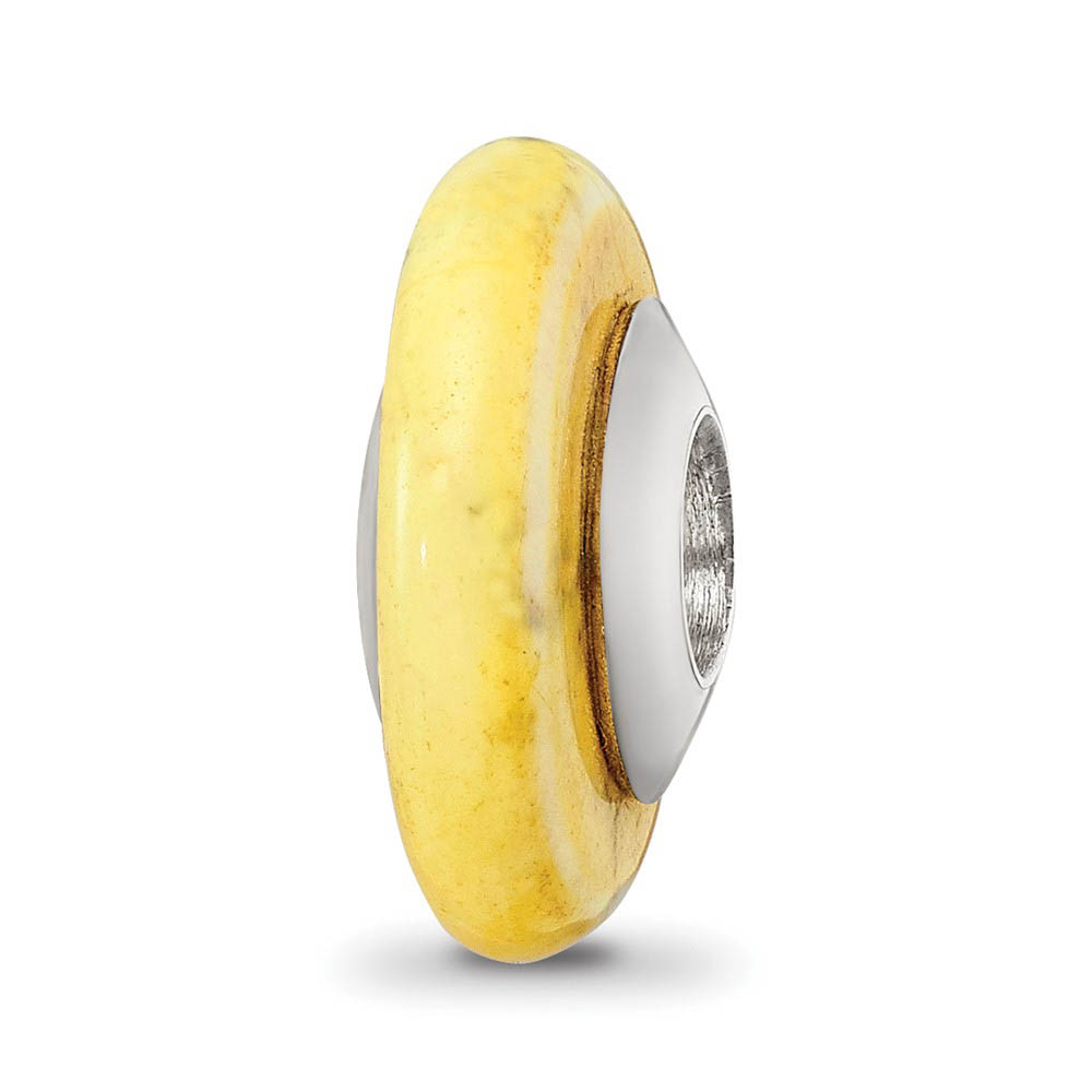 Yellow Magnesite Stone & Sterling Silver Bead Charm, 15mm