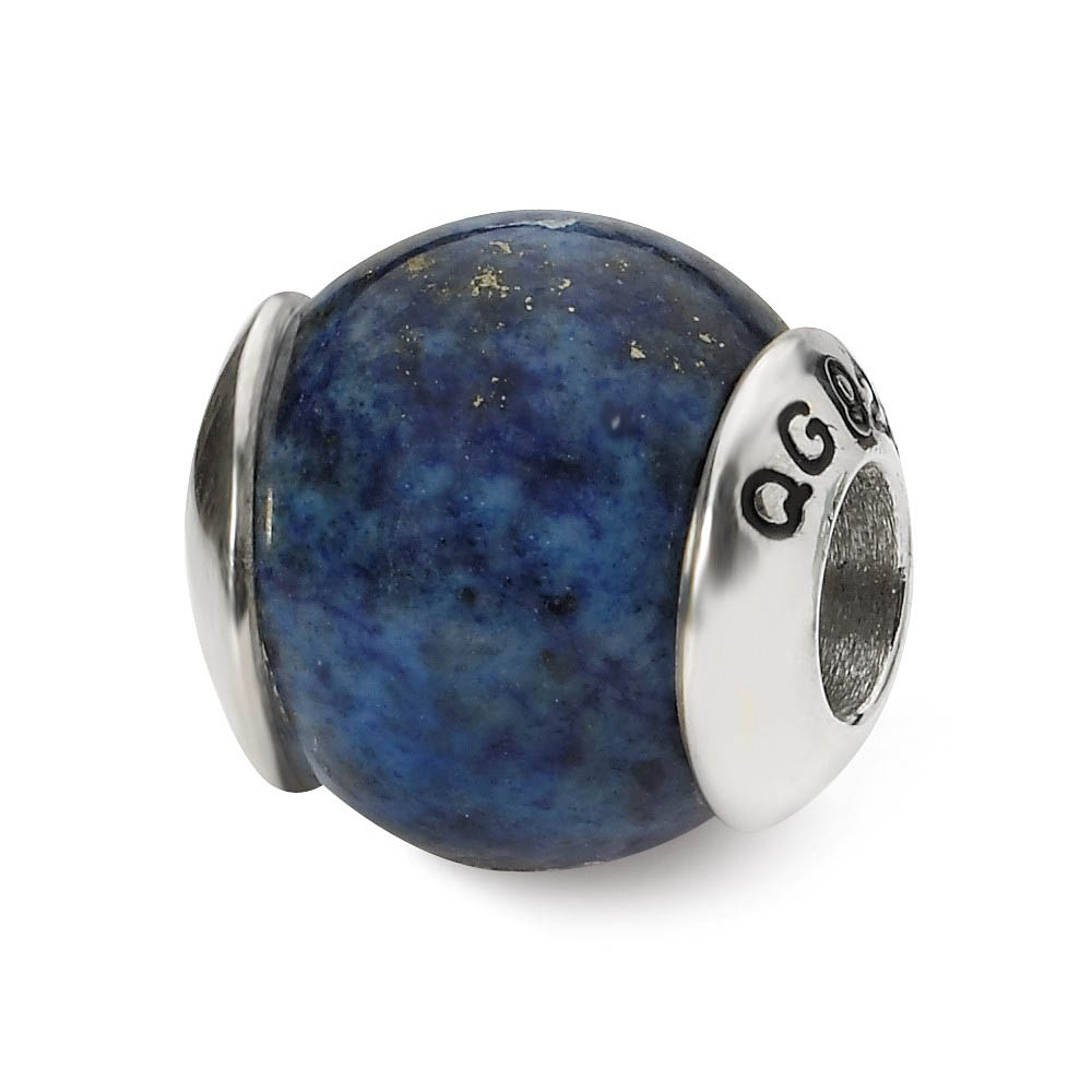 Lapis Stone Bead & Sterling Silver Charm, 11 x 12mm