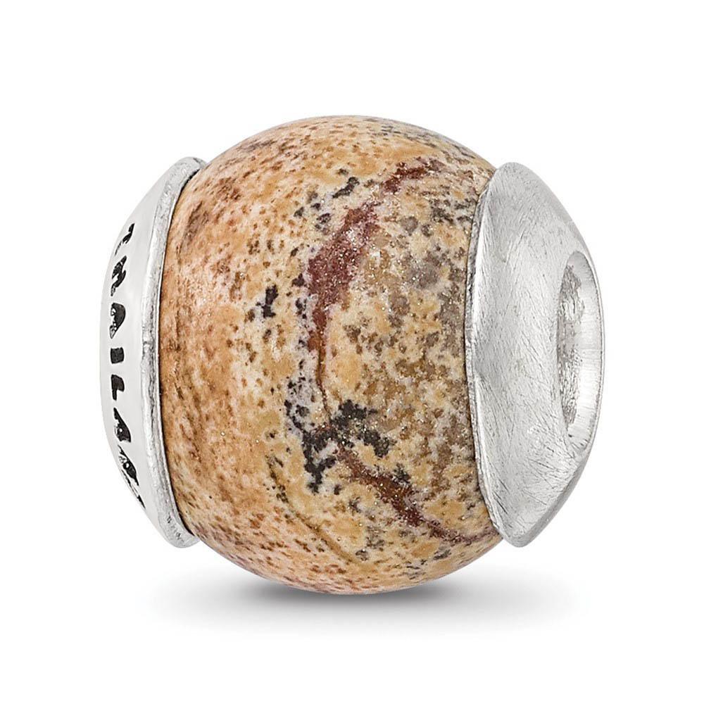 Picture Jasper Stone & Sterling Silver Bead Charm, 10mm
