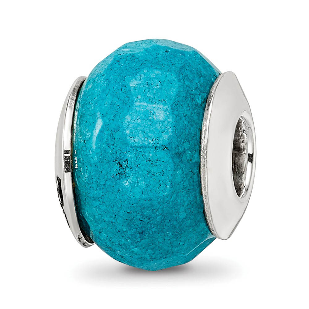 Light Blue Quartz Stone & Sterling Silver Bead Charm, 13mm
