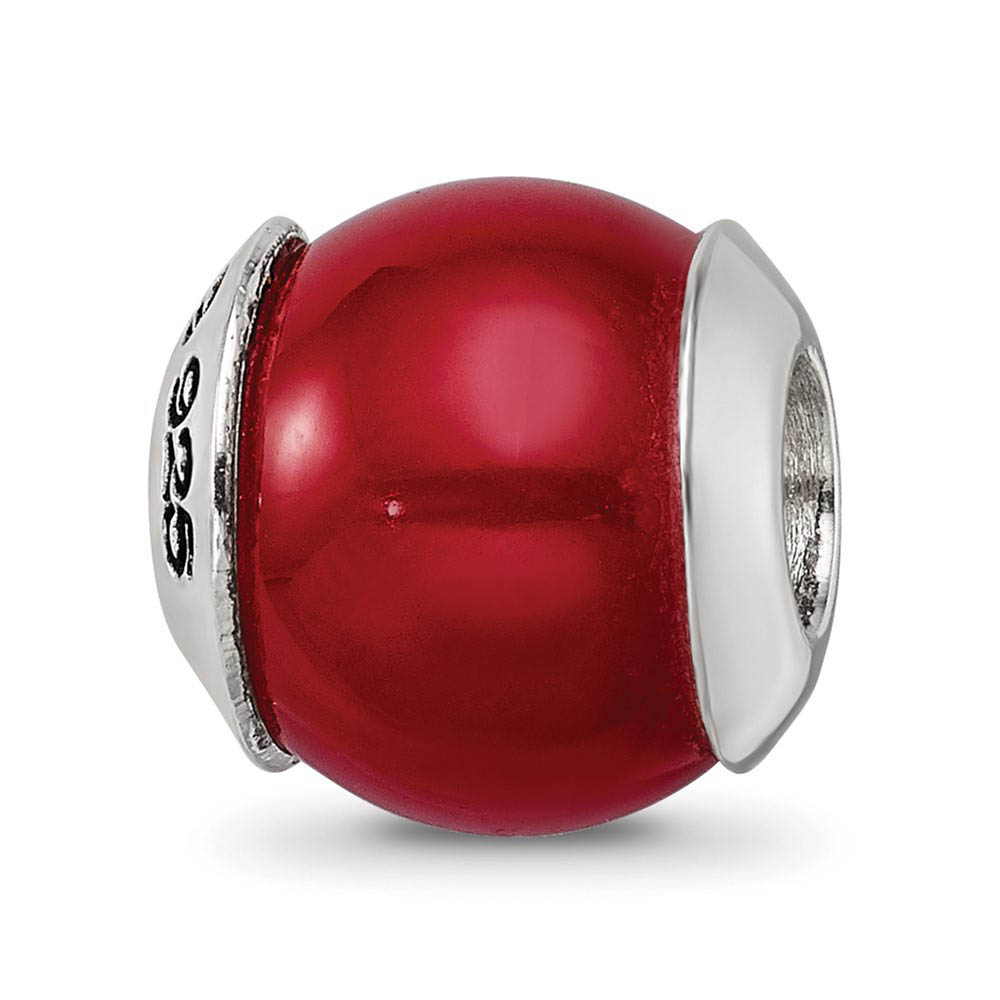 Red Quartz Stone & Sterling Silver Bead Charm, 11mm