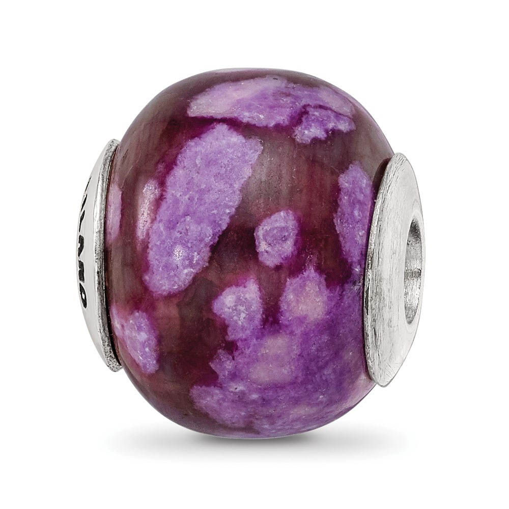 Purple Magnesite Stone Bead & Sterling Silver Charm, 16mm