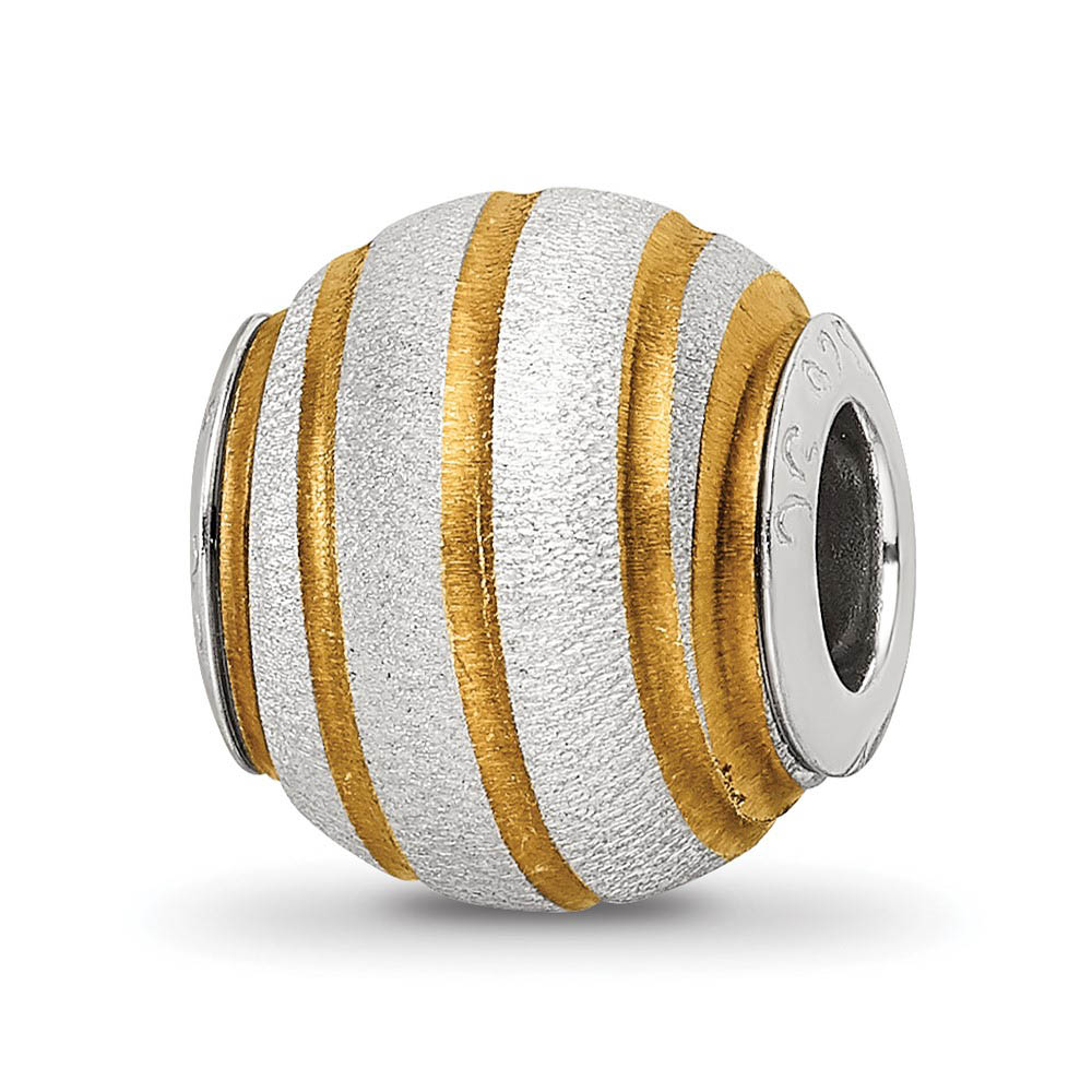 Sterling Silver & 14k Yellow Gold Plated Laser Cut Bead Charm