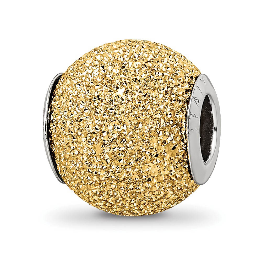 Sterling Silver and 14k Yellow Gold Plated Laser Cut Bead Charm