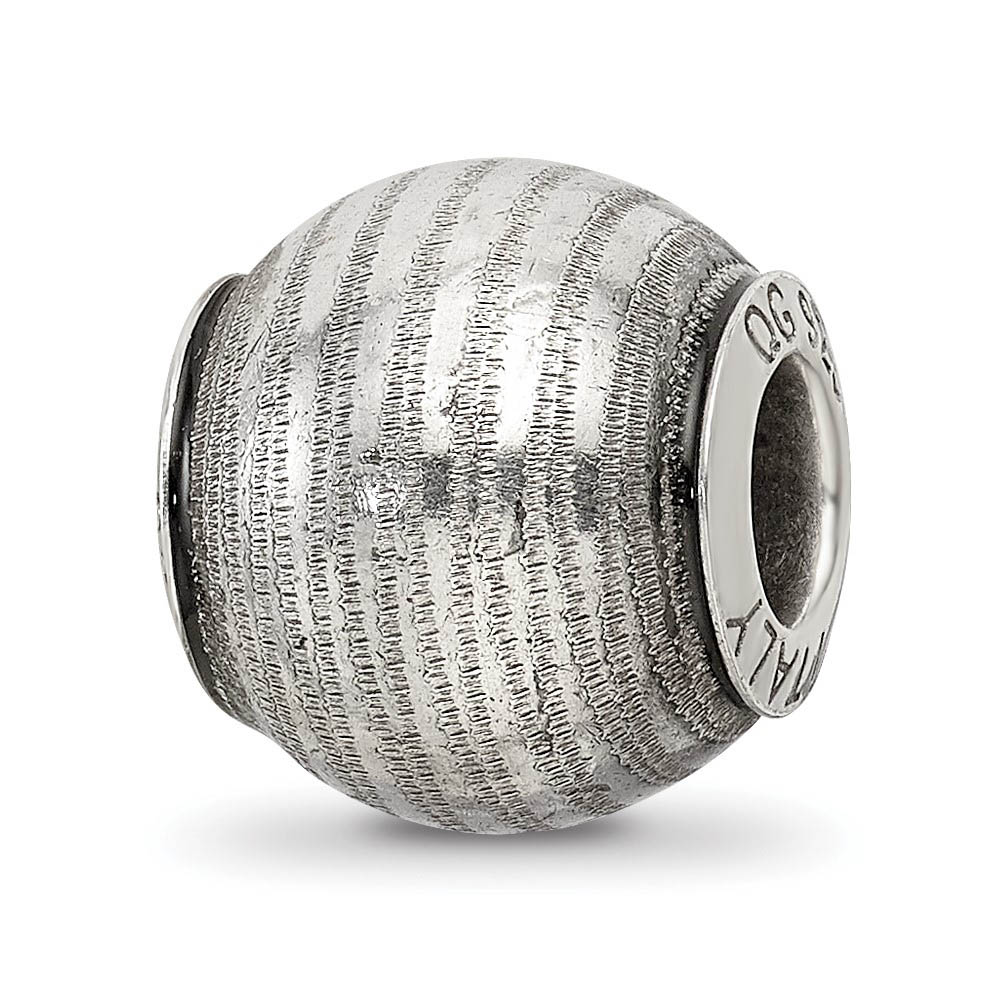 Sterling Silver Striped Grey Laser Cut Bead Charm